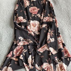 B2G1 3/$20 Altar'd State Black and Pink Floral Open Blouse